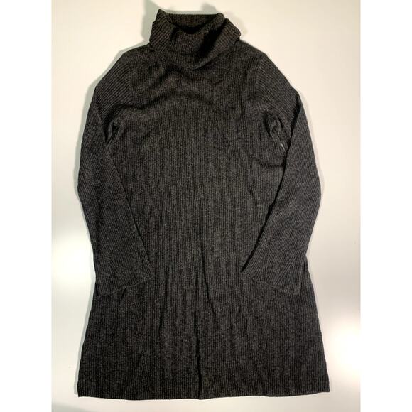 Madewell Gray XS Turtleneck Alpaca Wool Blend Ribbed Bell Sleeve Sweater Dress - Picture 3 of 9